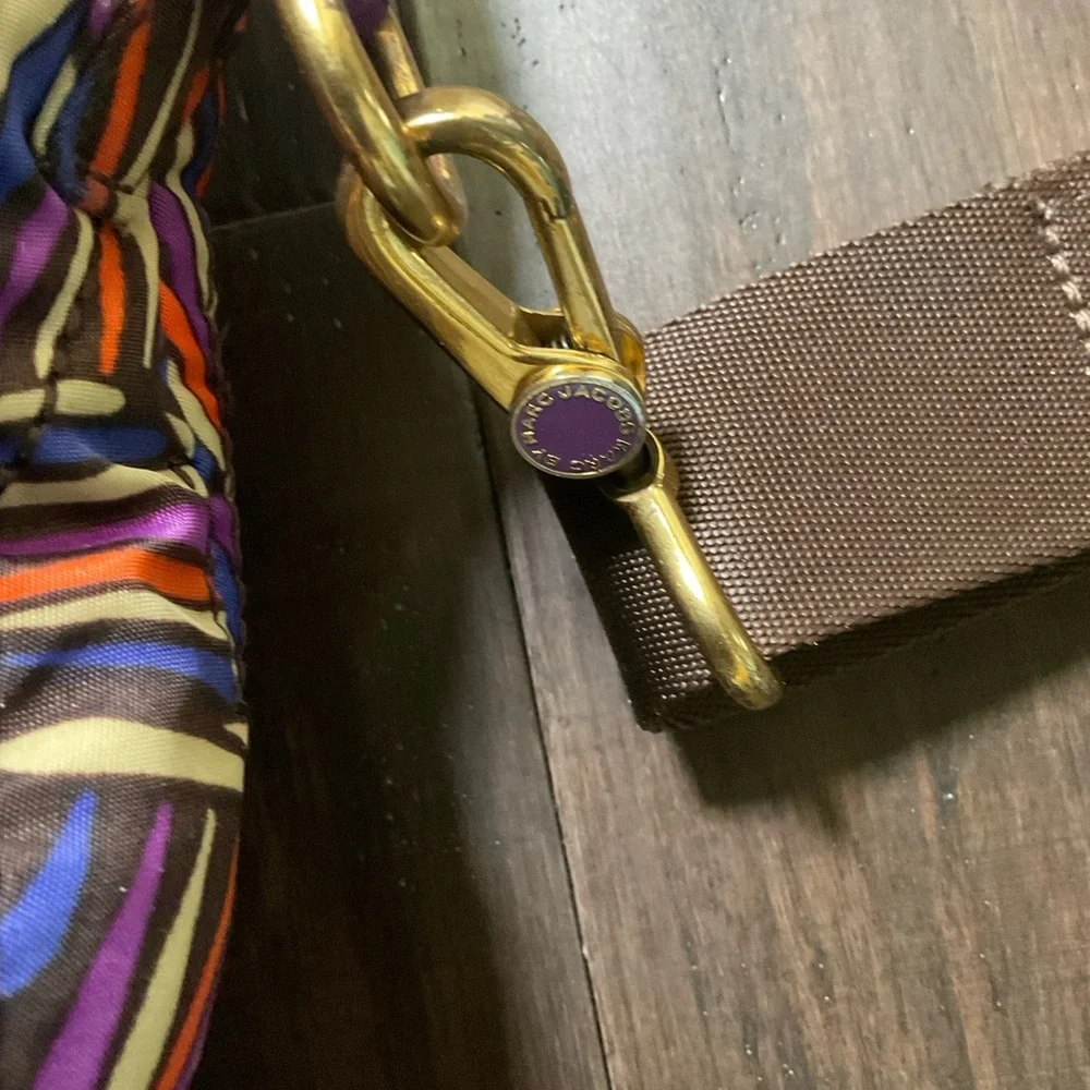 Marc By Marc Jacobs Quilted Multicolor Belted Padded Laptop Bag Gold Hardware